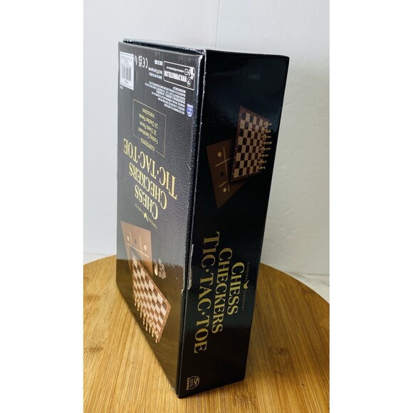 Cardinal Classics Chess Checkers Tic Tac Toe Dual Sided Game Board Set - Picture 3 of 4